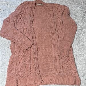Active USA Pink Cable Knit Cardigan Sweater